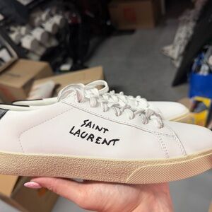 Saint Laurent Off-White Leather Sneakers